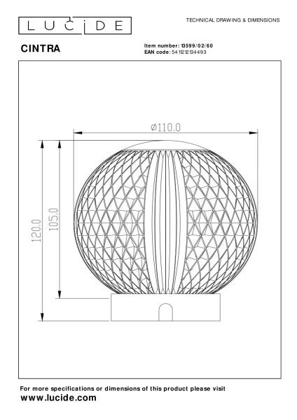 Lucide CINTRA - wiederaufladbare Tischlampe - Akku/Batterie - Ø 11 cm - LED 3 StepDim - 1x2W 2700K - Transparent - technisch